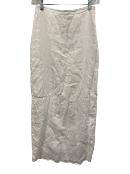 Dissh Size 4 White Linen Elastic Waist Side Zip Maxi Skirt White / 4