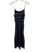 J Crew Size 0 Navy Blue & White Cupro Blend Spaghetti Strap Polka Dot Midi Dress Navy Blue & White / 0