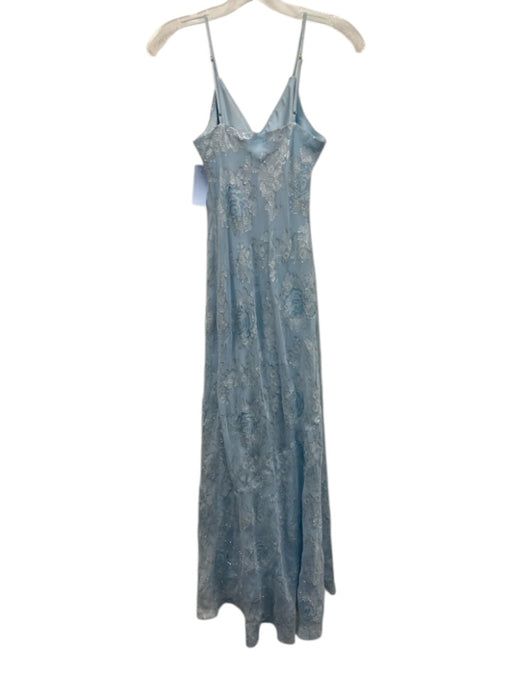 Love Shack Fancy Size 0 Light Blue Silk Blend Spaghetti Strap Ruffle Midi Dress Light Blue / 0
