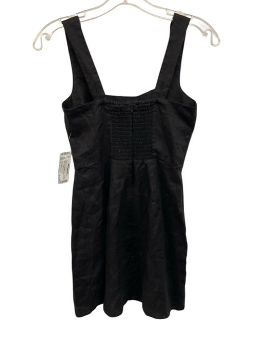 Reformation Size 0 Black Linen Sleeveless Shirred Darted Mini Dress Black / 0