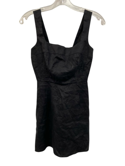 Reformation Size 0 Black Linen Sleeveless Shirred Darted Mini Dress Black / 0