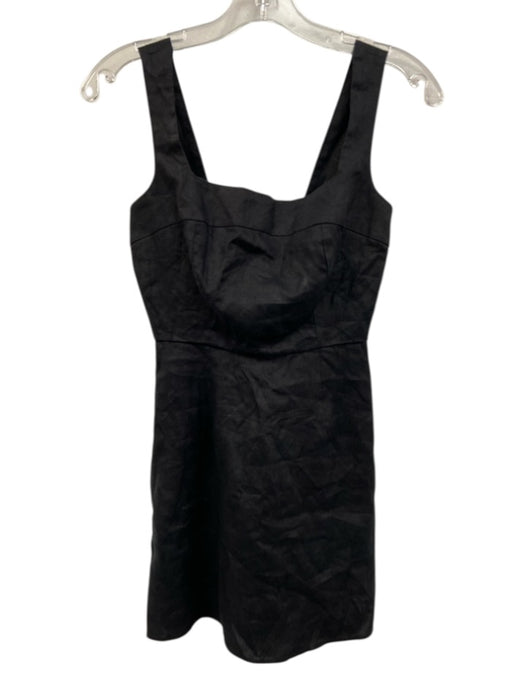 Reformation Size 0 Black Linen Sleeveless Shirred Darted Mini Dress Black / 0