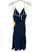 J Crew Size 0 Navy Blue & White Viscose Spaghetti Strap Stitch Detail Midi Dress Navy Blue & White / 0