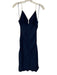 J Crew Size 0 Navy Blue & White Viscose Spaghetti Strap Stitch Detail Midi Dress Navy Blue & White / 0