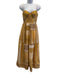 Zimmermann Size 0 Yellow & Brown Cotton Spaghetti Strap Floral Cupped Maxi Dress Yellow & Brown / 0