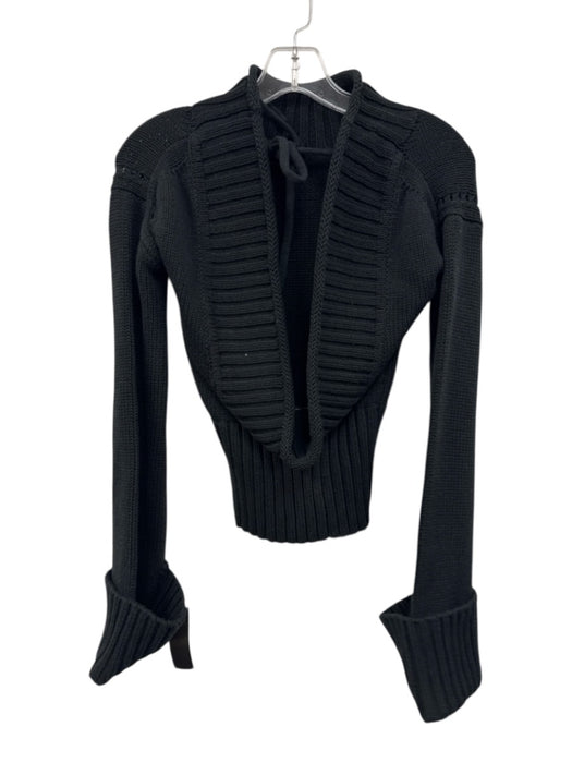 J. Crew by Buci Size XS Black Cotton Cable Knit Open Back turtle neck Sweater Black / XS