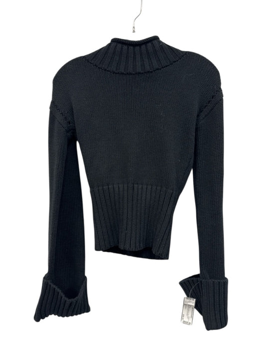 J. Crew by Buci Size XS Black Cotton Cable Knit Open Back turtle neck Sweater Black / XS