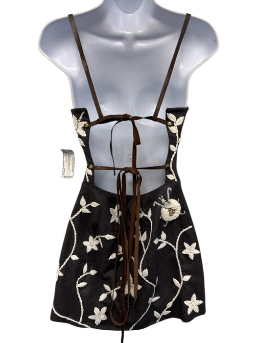 Cynthia Rowley Size 2 Black & White Polyester & Wool Spaghetti Strap Mini Dress Black & White / 2
