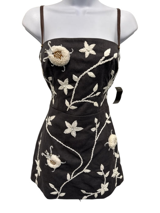 Cynthia Rowley Size 2 Black & White Polyester & Wool Spaghetti Strap Mini Dress Black & White / 2