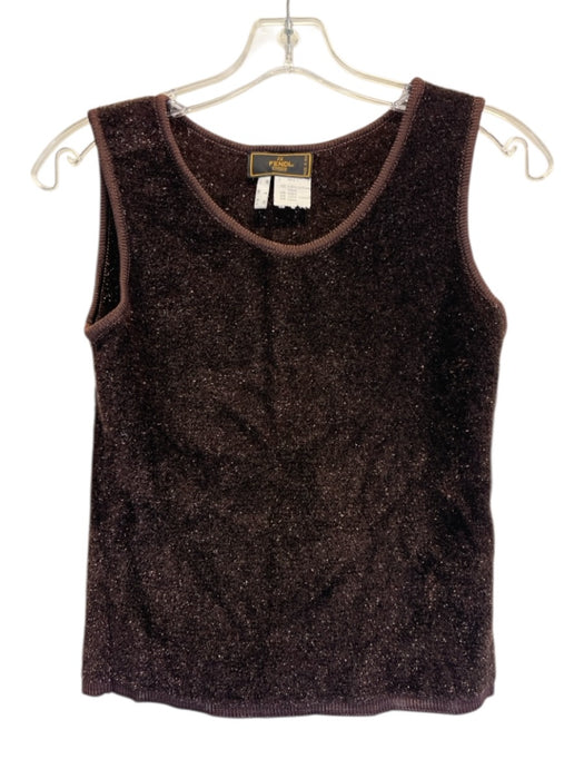Fendi Size 36 Brown Polyamide Blend Sleeveless Fuzzy Glitter Tank Top Brown / 36