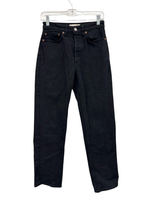 Buck Mason Size 26 Black Cotton Denim Button Fly Straight Leg Jeans Black / 26