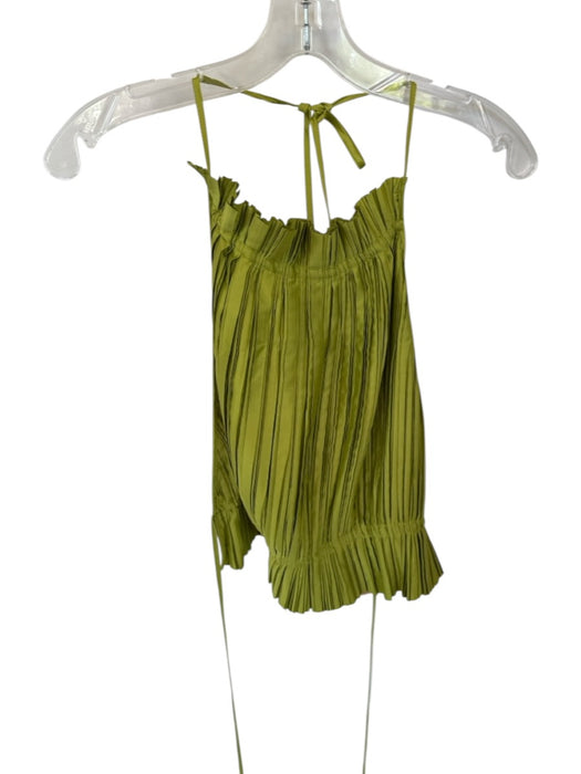 Cult Gaia Size L Green Polyester Halter Neck Acordian Pleated Open Back Top Green / L