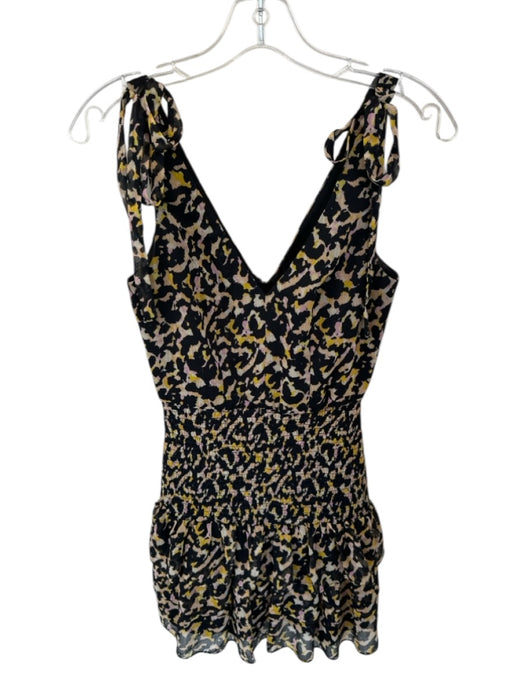 Amanda Uprichard Size XS Black & Yellow Polyester Tie Straps Animal Print Dress Black & Yellow / XS