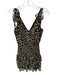 Amanda Uprichard Size XS Black & Yellow Polyester Tie Straps Animal Print Dress Black & Yellow / XS