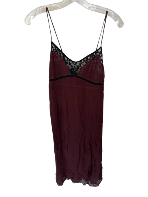 Zara Size S Maroon & Black Polyester Spaghetti Strap Lace Trim Maxi Dress Maroon & Black / S