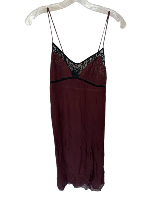 Zara Size S Maroon & Black Polyester Spaghetti Strap Lace Trim Maxi Dress Maroon & Black / S