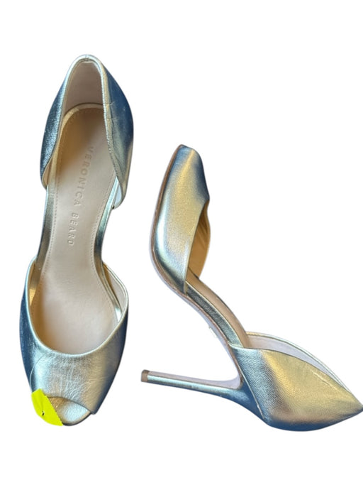 Veronica Beard Shoe Size 6.5 Gold Leather Stiletto Peep Toe Metallic Pumps Gold / 6.5