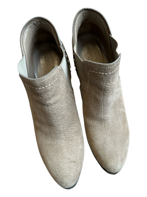 Alexander McQueen Shoe Size 40.5 Taupe Suede Heel Studded Booties Taupe / 40.5