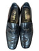 Prada Shoe Size 7 Black & Silver Leather logo Square Toe Men's Loafers 7