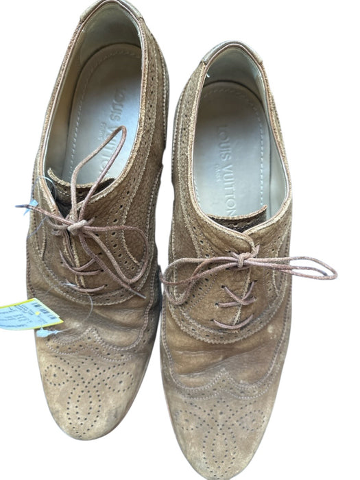 Louis Vuitton Shoe Size 7 Brown Suede Perforated Lace Up Men's Oxford Brown / 7