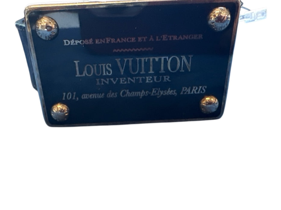 Louis Vuitton Black & Gray Coated Canvas Checkered Logo SHW Men's Belt Black & Gray