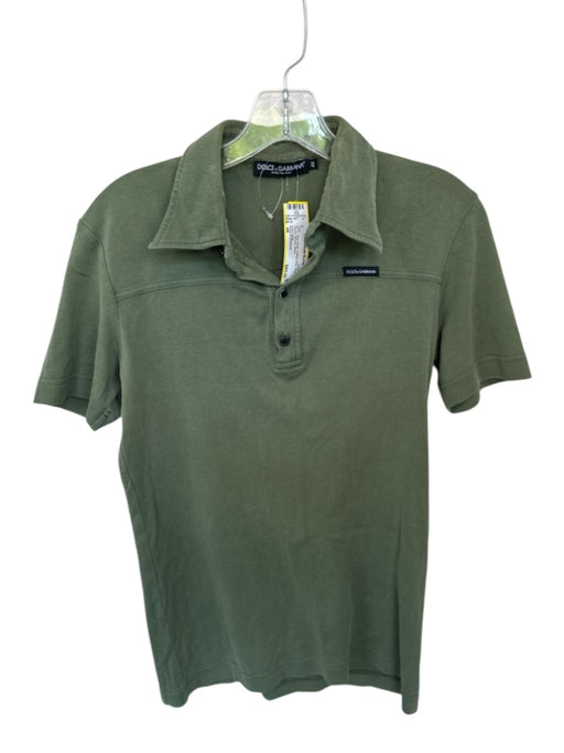 Dolce & Gabbana AS IS Size 48 Olive Green Cotton Solid Men's Polo Olive Green / 48