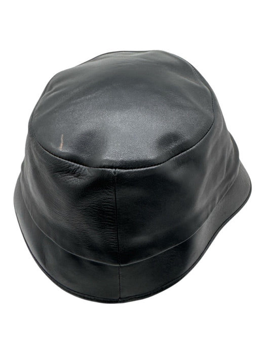 Chanel Black Lambskin Metal Logo Bucket Hat Black / M