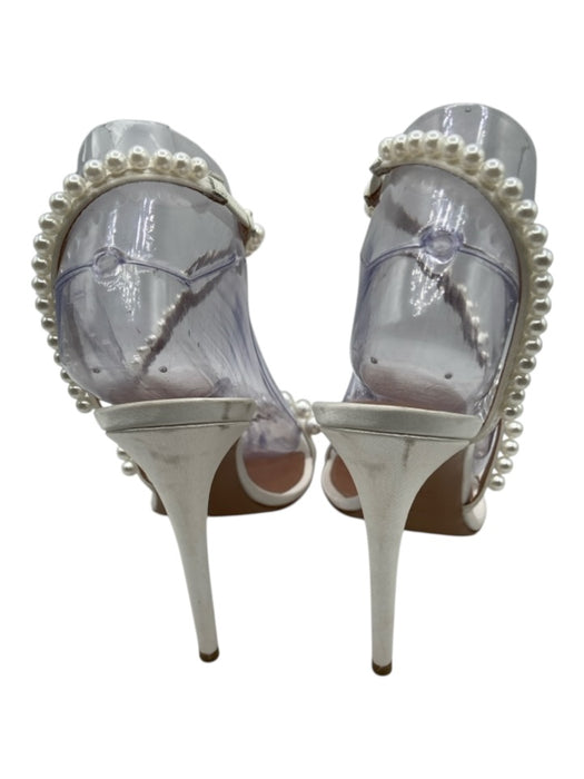 Retrofete Shoe Size 38.5 White Leather Satin open pointed toe Faux Pearl Sandals White / 38.5