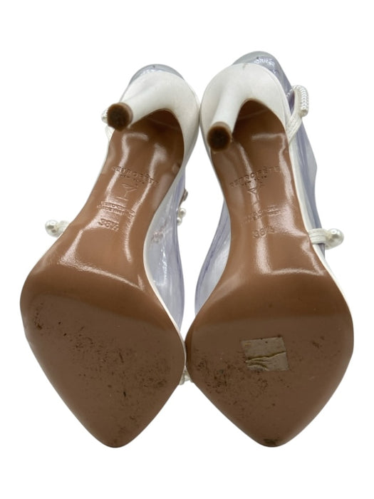 Retrofete Shoe Size 38.5 White Leather Satin open pointed toe Faux Pearl Sandals White / 38.5