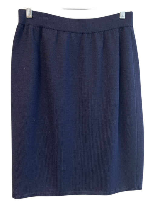 St John Size 10 Navy Blue No Fabric Tag Elastic Waist Below Knee Knit Skirt Navy Blue / 10