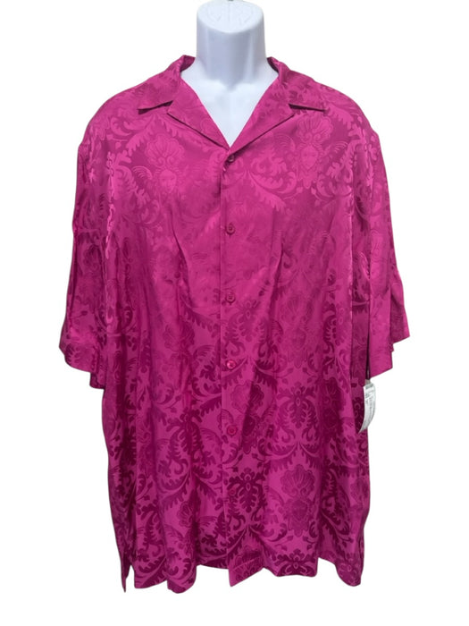 Versace NWT Size 43 Pink Silk Floral Button up Men's Short Sleeve Pink / 43