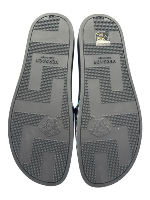 Versace Shoe Size 44 Black, Purple & Aqua Rubber Slide Shoes Black, Purple & Aqua / 44