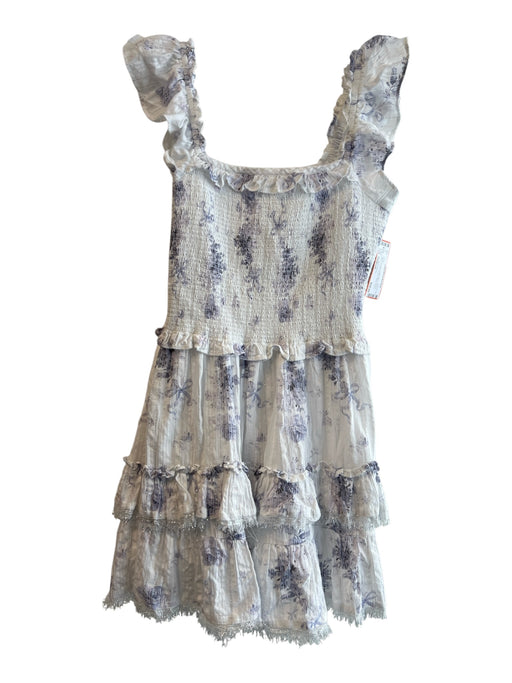 Love Shack Fancy Size Medium White & Purple Cotton Blend Stretch Panel Dress White & Purple / Medium