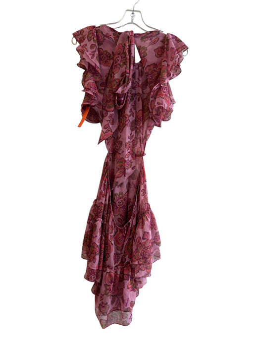 Misa Size Medium Dark pink & Mulit Polyester Floral Open Back Tiered Dress Dark pink & Mulit / Medium