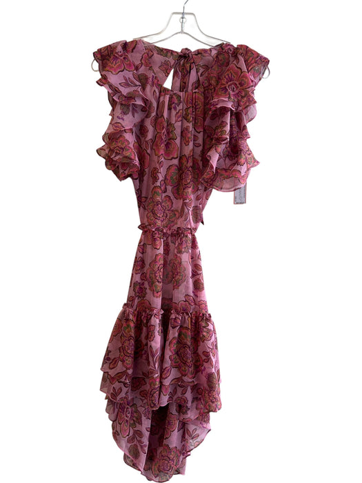 Misa Size Medium Dark pink & Mulit Polyester Floral Open Back Tiered Dress Dark pink & Mulit / Medium