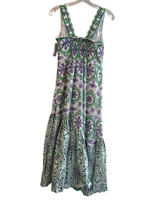 Roem Size Medium White, Purple & Green No Fabric Tag Sleeveless Side Zip Dress White, Purple & Green / Medium