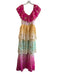 Love Shack Fancy Size 4 Pink, Gold & Multi Viscose Side Zip Off Shoulder Dress Pink, Gold & Multi / 4