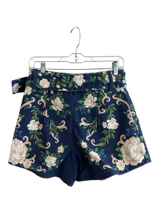 Farm Rio Size 25 Navy & Multi Cotton High Rise Belted Floral Print Shorts Navy & Multi / 25