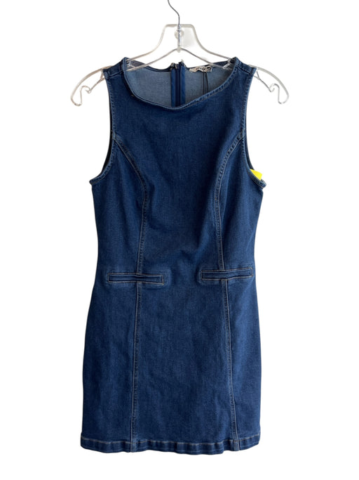 Needii Size S Medium Wash Cotton Blend Denim Scoop Neck Sleeveless Dress Medium Wash / S