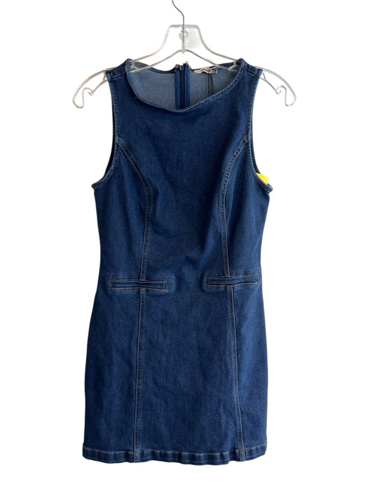 Needii Size S Medium Wash Cotton Blend Denim Scoop Neck Sleeveless Dress Medium Wash / S