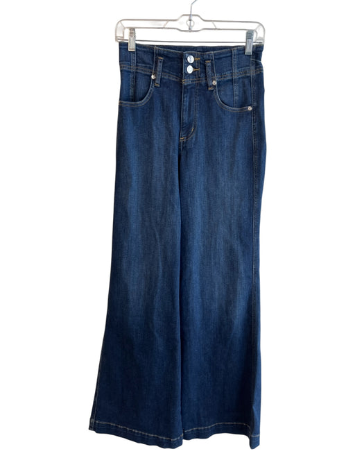 Frame Size 25 Dark Wash Cotton Blend High Rise Belt Loops Flare Leg Jeans Dark Wash / 25