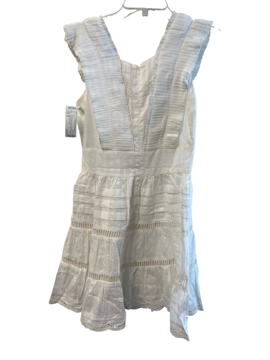 BTB Size M White 100% Cotton Pleated Bodice Tiered Ruffle Mini Dress White / M