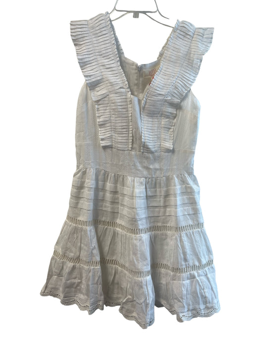 BTB Size M White 100% Cotton Pleated Bodice Tiered Ruffle Mini Dress White / M