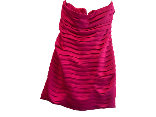 Ramy Brook Size 8 Pink Polyester Hidden Side Zipper Pleated Strapless Mini Dress Pink / 8