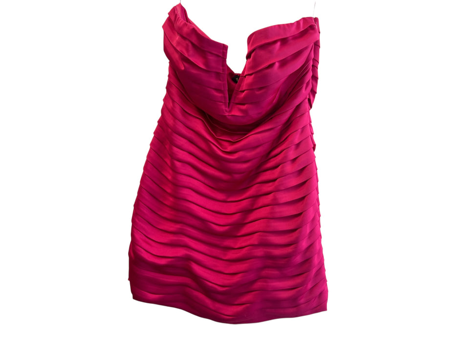 Ramy Brook Size 8 Pink Polyester Hidden Side Zipper Pleated Strapless Mini Dress Pink / 8