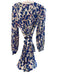 Milly Size 6 Blue Polyester Pleated V Neck Tie At Waist Long Sleeve Dress Blue / 6