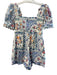 Farm Rio Size S White 100% Cotton Ruffled Puff Sleeves Cross Stitch Romper White / S