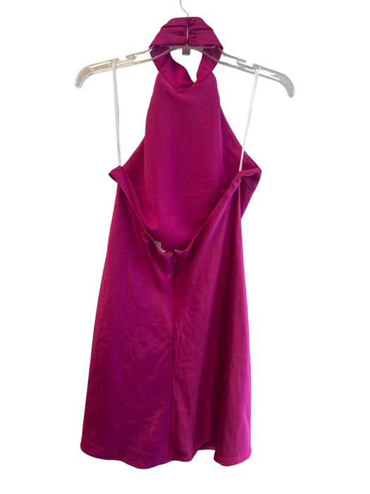 Lovers + Friends Size M Pink Polyester Satin Mock Neck Hidden Back Zipper Dress Pink / M
