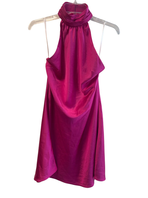 Lovers + Friends Size M Pink Polyester Satin Mock Neck Hidden Back Zipper Dress Pink / M