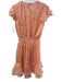 Misa Size M Orange Polyester Chiffon Swirl Ruffle Split V Neck Dress Orange / M